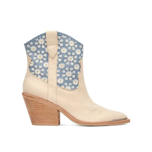Dolce Vita Cream Floral Ankle Booties - Picture 1 of 13